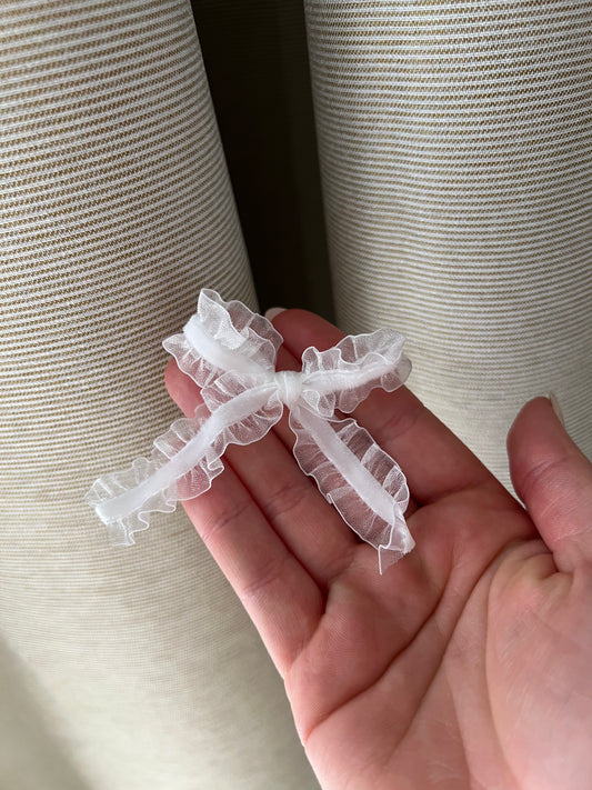 Ruffle Tulle & Velvet Hair Bow