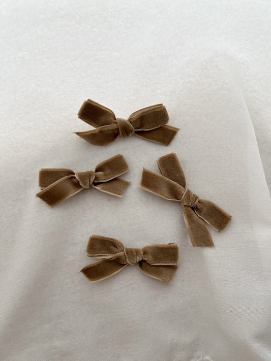 Almond Velvet Hair Bow