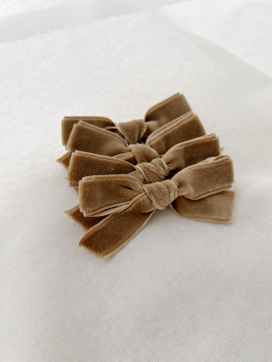Almond Velvet Hair Bow