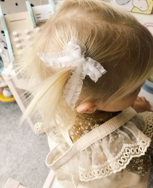 Ruffle Tulle & Velvet Hair Bow
